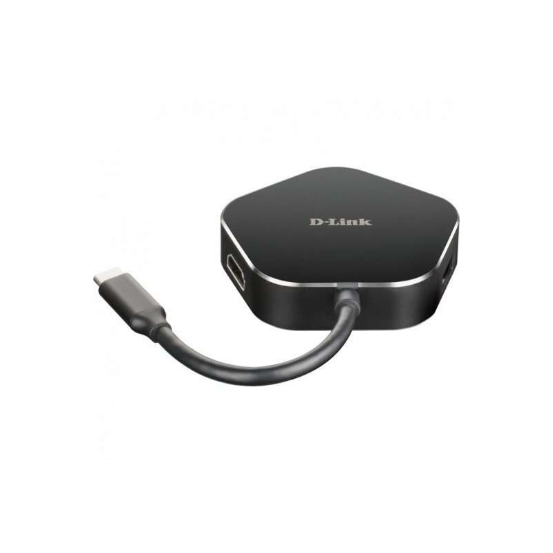 D-Link Hub USB-C a HDMI, USB-C, 2x USB 3.0 Negro