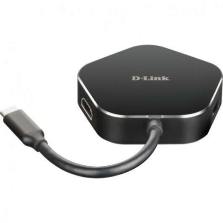 D-Link Hub USB-C a HDMI, USB-C, 2x USB 3.0 Negro