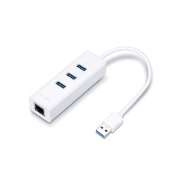 TP-Link UE330 Hub de 3 Puertos USB 3.0 y Adaptador Ethernet Gigabit Blanco