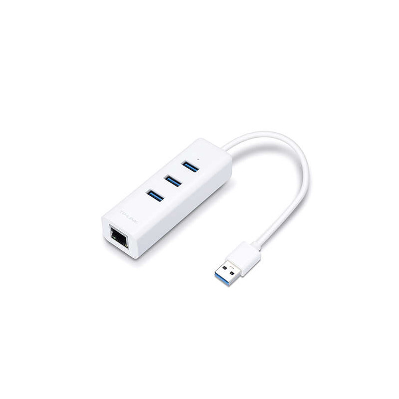 TP-Link UE330 Hub de 3 Puertos USB 3.0 y Adaptador Ethernet Gigabit Blanco