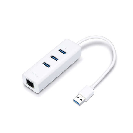 TP-Link UE330 Hub de 3 Puertos USB 3.0 y Adaptador Ethernet Gigabit Blanco