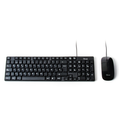 L-Link Pack USB Teclado + Raton 800dpi 3 Botones Negro Cable de 1.50m - Uso Ambidiestro - Color