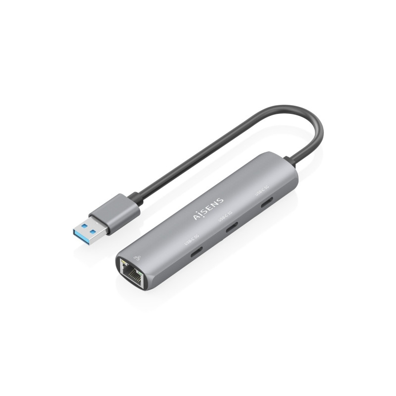 Aisens ASUC-4P037-GR Adaptador de Red USB 3.0 a Ethernet Gigabit + Hub 3xUSB-C