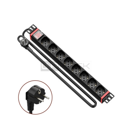 WP Rack & Cabling WP Regleta 8 Schukos para Rack 19" 1U