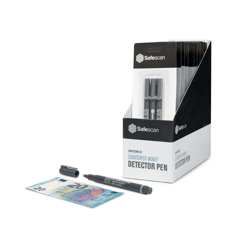 Safescan 30 Blister con 3 Boligrafos Detectores de Billetes Falsos Negro Verificacion en 2 (10u.)