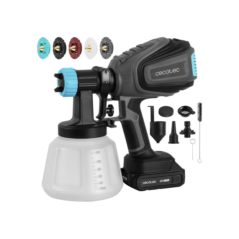 TotalPaint 4000 Liberty Pistola de Pintura Inalambrica - Bateria 21V 2Ah - Deposito 1200ml - Control de Caudal hasta 800Ml/min