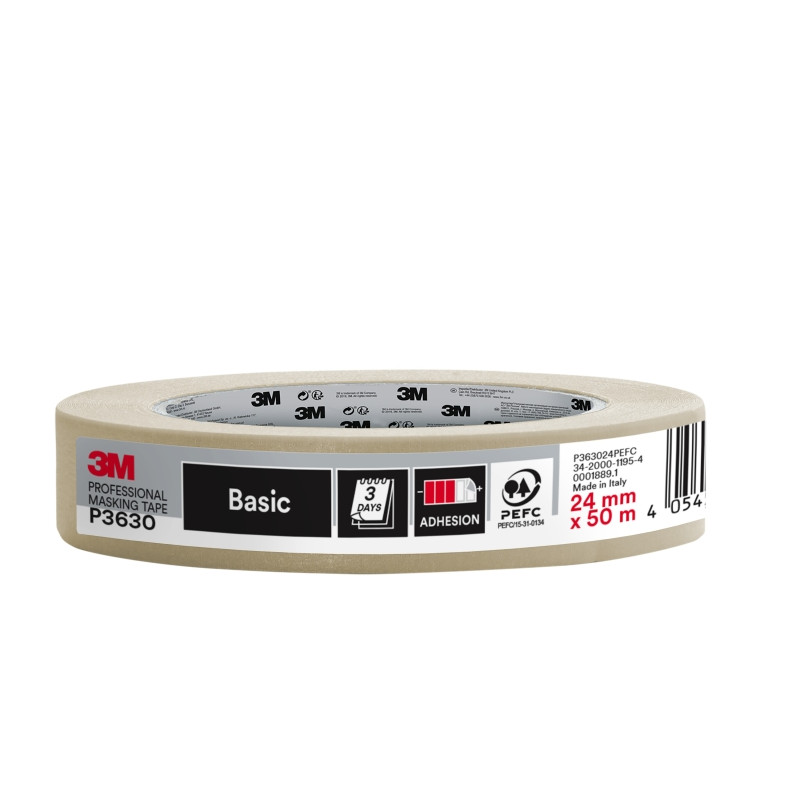 3M Cinta de Enmascarar Profesional - 24mm x 50m - 70% PEFC - Color Blanco