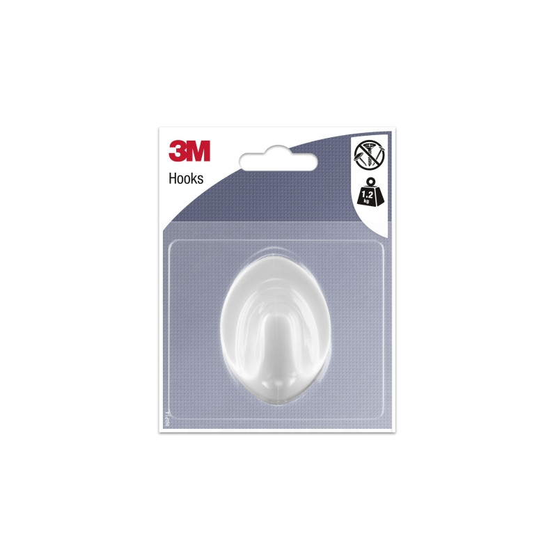 3M Gancho Adhesivo Ovalado - Grande - Soporta hasta 1.2kg - Color Blanco