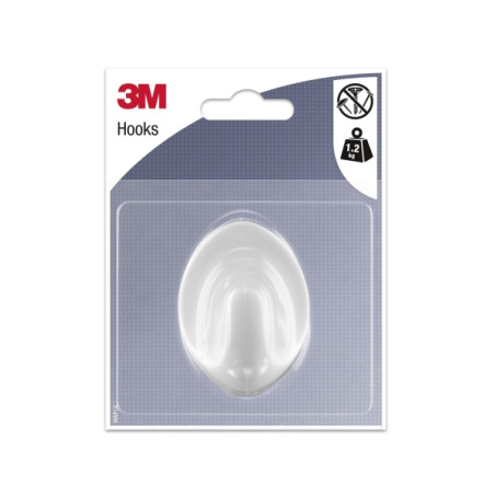 3M Gancho Adhesivo Ovalado - Grande - Soporta hasta 1.2kg - Color Blanco
