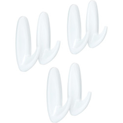 Command Pack de 6 Ganchos de Diseño Medianos - 9 Tiras Adhesivas - Soportan hasta 1.3kg - Color Blanco