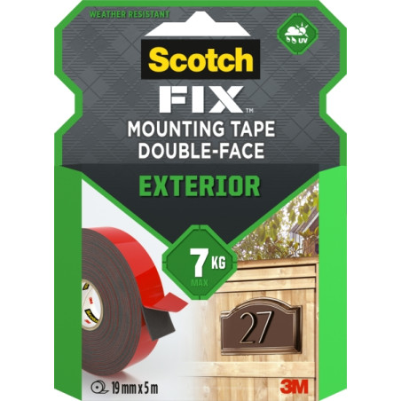 Scotch-Fix Cinta de Montaje de Doble Cara para Exteriores - 19mm x 10m - Color Negro