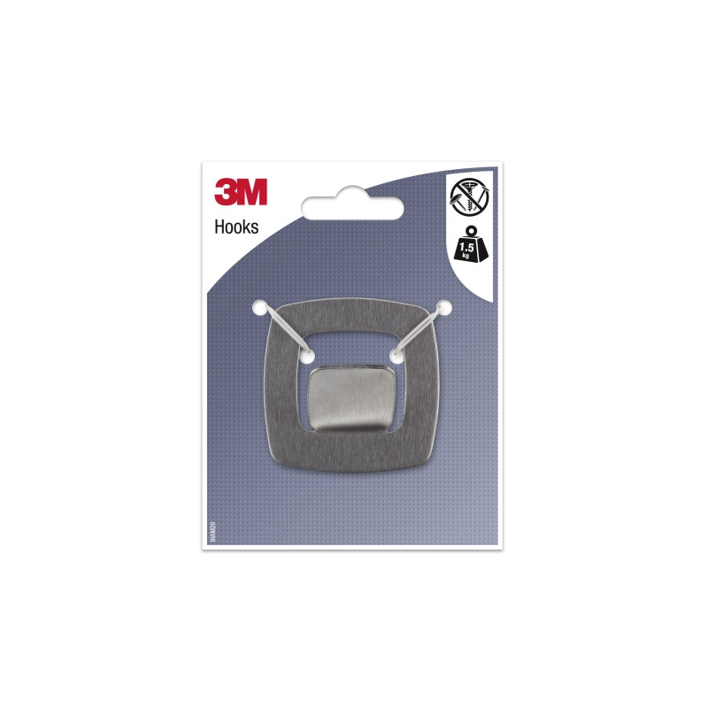 3M Gancho Adhesivo Metalico - Cuadrado - Soporta hasta 1.5kg - Color Gris/Titanio