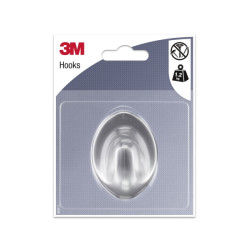 3M Gancho Adhesivo Ovalado - Formato L - Soporta hasta 1.2kg - Color Gris Metalizado