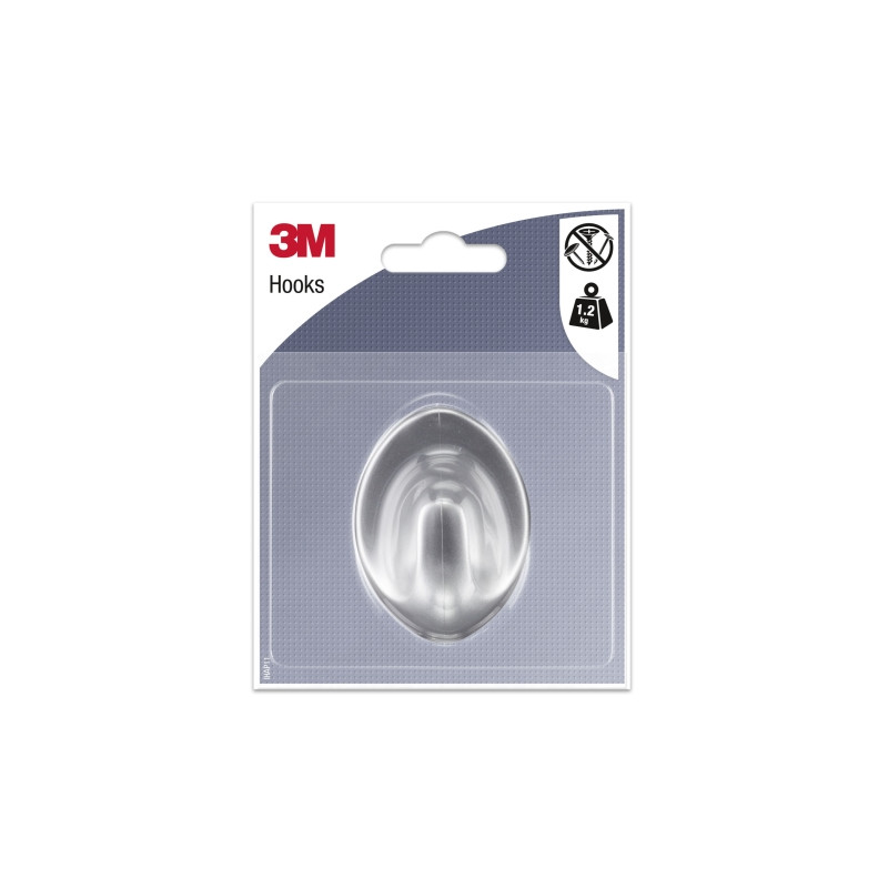 3M Gancho Adhesivo Ovalado - Formato L - Soporta hasta 1.2kg - Color Gris Metalizado