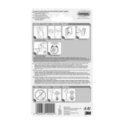 Command Mini Pack de 3 Ganchos - 4 Tiras Adhesivas - Soportan hasta 225G - Color Blanco
