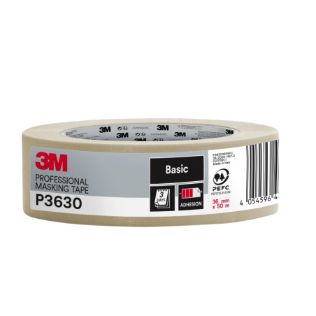 3M Cinta de Enmascarar Profesional - 36mm x 50m - 70% PEFC - Color Blanco