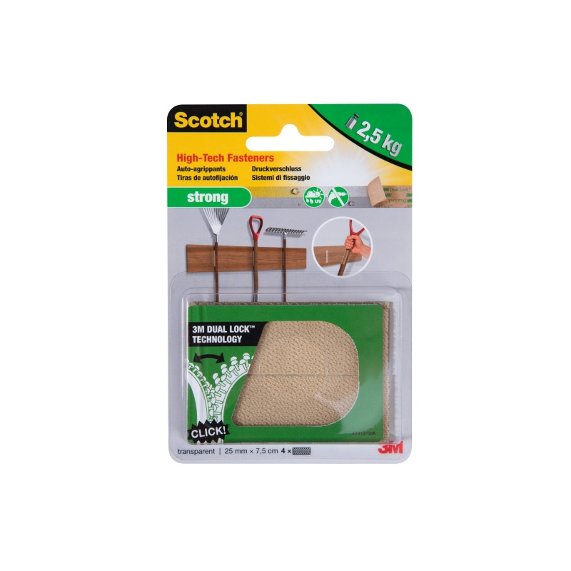 Scotch Extreme Cierres Adhesivos Reposicionables - 25mm x 75mm - Soporta hasta 2.5kg - Color Transparente