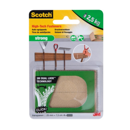 Scotch Extreme Cierres Adhesivos Reposicionables - 25mm x 75mm - Soporta hasta 2.5kg - Color Transparente