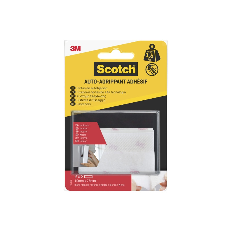 Scotch Pack de 2 Cierres Adhesivos Reposicionables - 19x76mm - Uso en Interior - Color Blanco