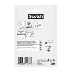 Scotch Pack de 2 Cierres Adhesivos Reposicionables - 19x76mm - Uso en Interior - Color Blanco