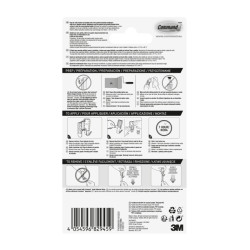 Command Pack de 3 Ganchos Compactos - Punta de Alambre - 3 Tiras Adhesivas - Soporta hasta 225G - Talla S - Color Blanco