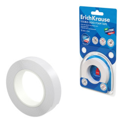 ErichKrause Cinta Adhesiva de Doble Cara - Espuma - Soporta hasta 4kg/m2 - 1mm de Grosor - 12mm de Ancho - 2 Metros - Alta