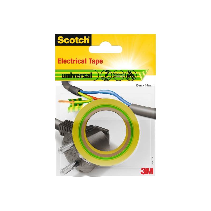 Scotch Cinta Aislante - 15mm x 10m - Color Verde/Amarillo