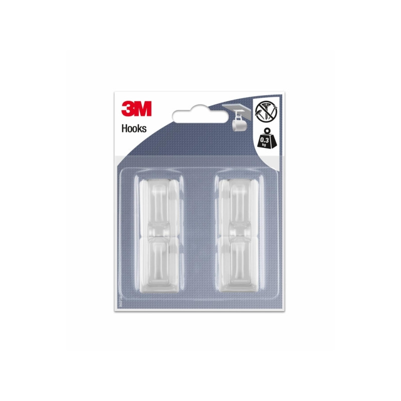 3M Pack de 4 Ganchos Adhesivos para Tazas - Soporta hasta 0.3kg - Color Transparente