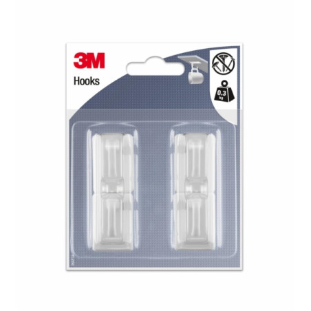 3M Pack de 4 Ganchos Adhesivos para Tazas - Soporta hasta 0.3kg - Color Transparente