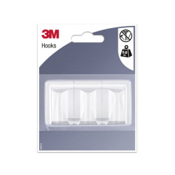 3M Gancho Adhesivo Rectangular - Formato L - Soporta hasta 0.6kg - Color Blanco