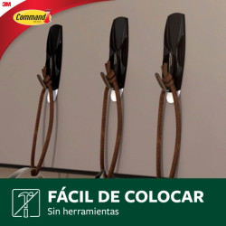 Command Pack de 2 Ganchos para Exterior - 2 Tiras Adhesivas - Soporta hasta 0.9kg - Punta Metalizada - Color Negro