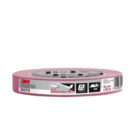 3M Cinta de Enmascarar para Superficies Delicadas - 18mm x 50m - Color Rosa