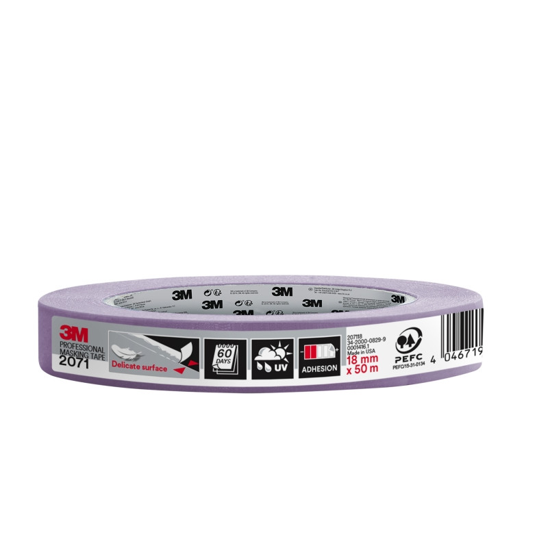 3M Cinta de Enmascarar para Superficies Delicadas - 18mm x 50m - 70% PEFC - Color Morado