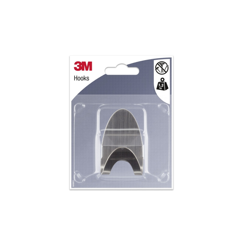 3M Gancho Adhesivo Metalico - Ovalado - Soporta hasta 1.3kg - Color Gris/Titanio