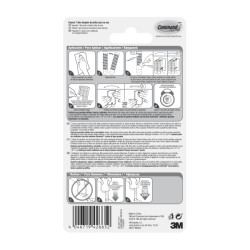 Command Universal Soporte Adhesivo con Clavo para Colgar - 4 Tiras Adhesivas - Extragrande - Soporta hasta 3.6kg - Color Gris