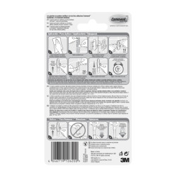 Command Pack de 2 Ganchos Medianos para Aseo - Resistente al Agua - 4 Tiras Adhesivas - Soporta hasta 1.3kg - Color Blanco