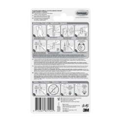 Command Gancho Grande para Aseo - Resistente al Agua - 2 Tiras Adhesivas - Soporta hasta 2.2kg - Color Blanco
