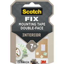 Scotch-Fix Cinta de Montaje para Interior de Doble Cara - 19 mm x 1.5m - Color Blanco