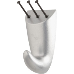 3M Pack de 2 Ganchos para Clavar - Formato M - Soporta hasta 5kg - Color Gris Metalizado