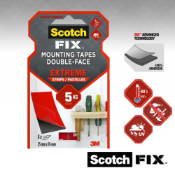 Scotch-Fix Pack de 8 Tiras de Montaje Extremo de Doble Cara - 25x76mm - Color Negro