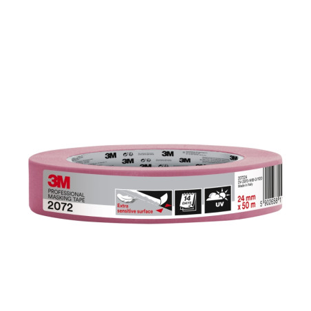 3M Cinta de Enmascarar para Superficies Delicadas - 24mm x 50m - Color Rosa