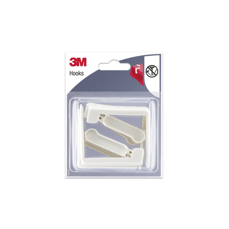 3M Pack de 4 Ganchos para Mantel - Cierre Tipo Pinza - Color Blanco