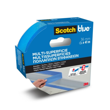 Scotchblue Cinta de Enmascarar - 36mm x 41m - 100% PEFC - Multisuperficie - Color Azul