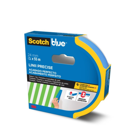 Scotchblue Cinta de Enmascarar para Lineas Precisas - 24mm x 55m - 100% PEFC - Color Azul