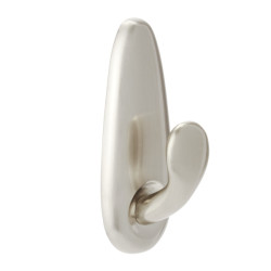 Command Forever Gancho Metalico Compacto - Talla S - 2 Tiras Adhesivas - Soporta hasta 0.45kg - Color Niquel Pulido