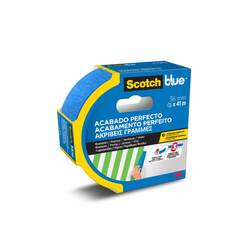 Scotchblue Cinta de Enmascarar para Superficies Delicadas - 36mm x 41m - 100% PEFC - Color Azul