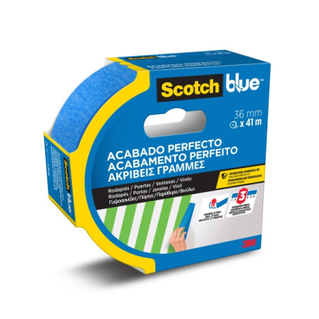 Scotchblue Cinta de Enmascarar para Superficies Delicadas - 36mm x 41m - 100% PEFC - Color Azul