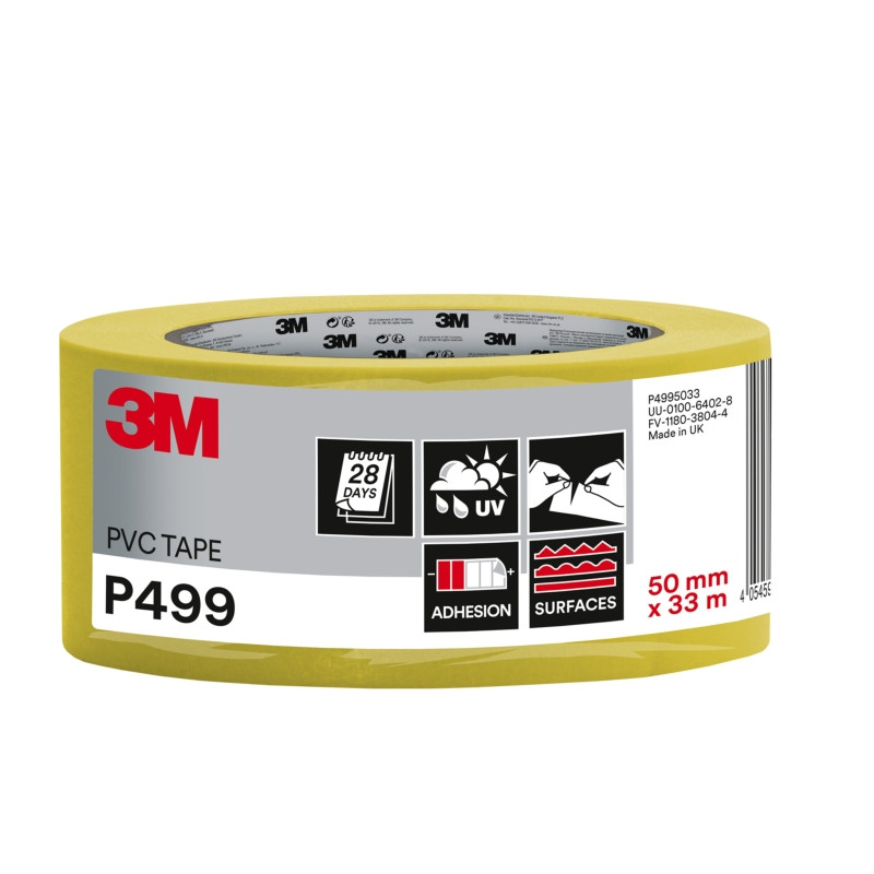 3M Cinta Adhesiva de PVC - 50mm x 33M - Alta Visibilidad - Color Amarillo