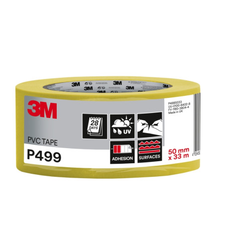 3M Cinta Adhesiva de PVC - 50mm x 33M - Alta Visibilidad - Color Amarillo