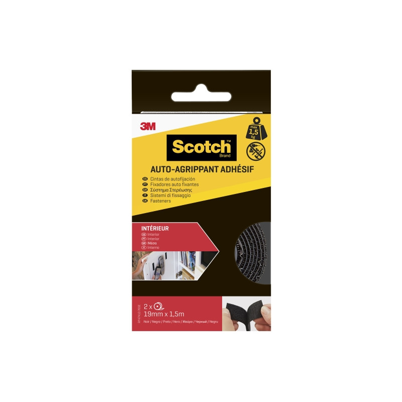 Scotch Cierres Adhesivos Reposicionables - 19mm x 1.5m - Uso en Interior - Color Negro